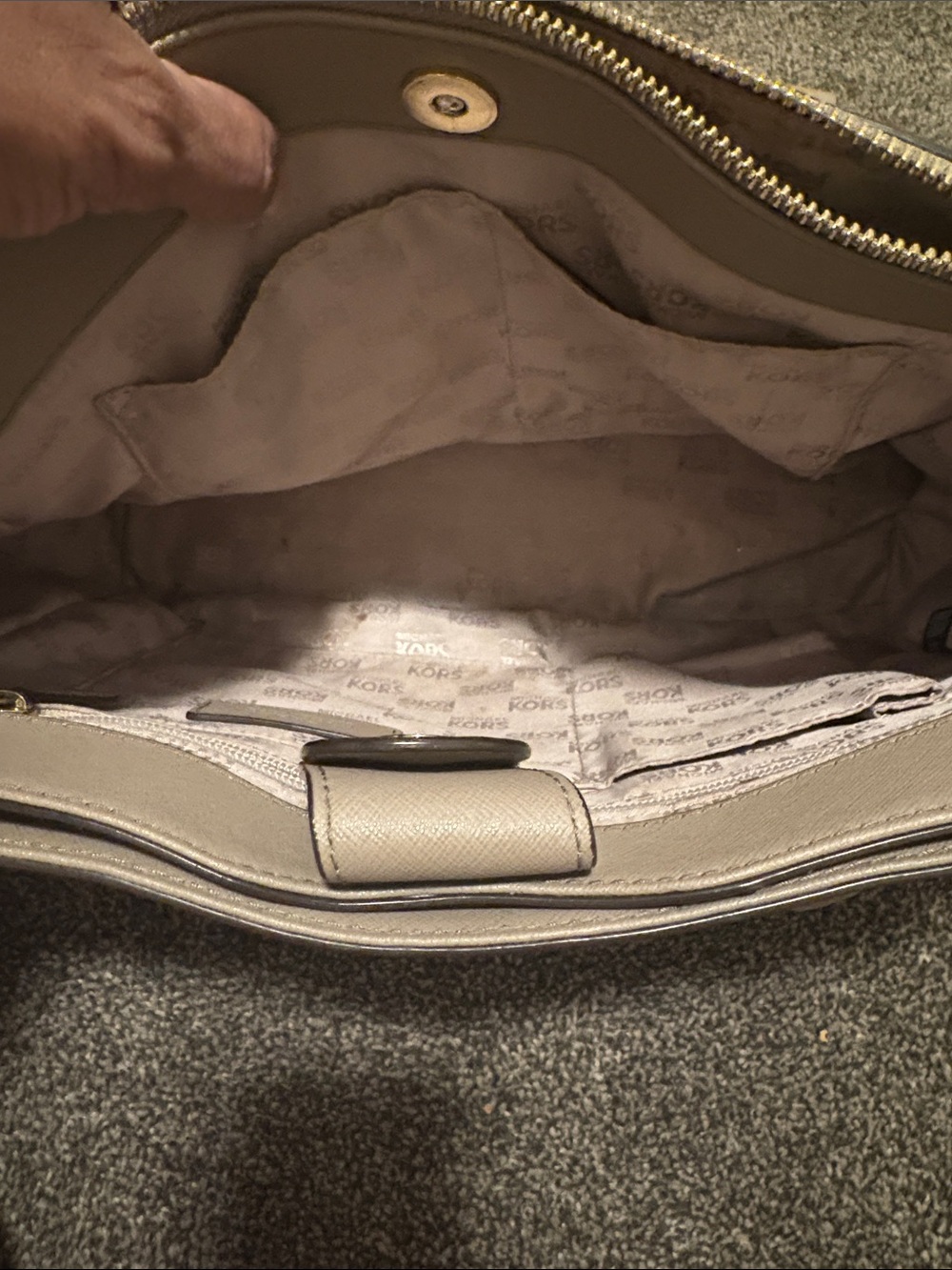 Michael Kors Taupe Saffiano Satchel with Gold Hardware with matching wallet - Picture 7 of 16